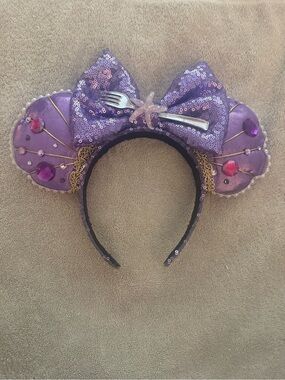 Purple Sequin Mermaid Ear Headband with Bow